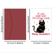 Funny Black Cat Christmas Card with Envelope,If Cats Could Send Christmas Cards,Humorous Christmas Greeting Card for Cat Lovers