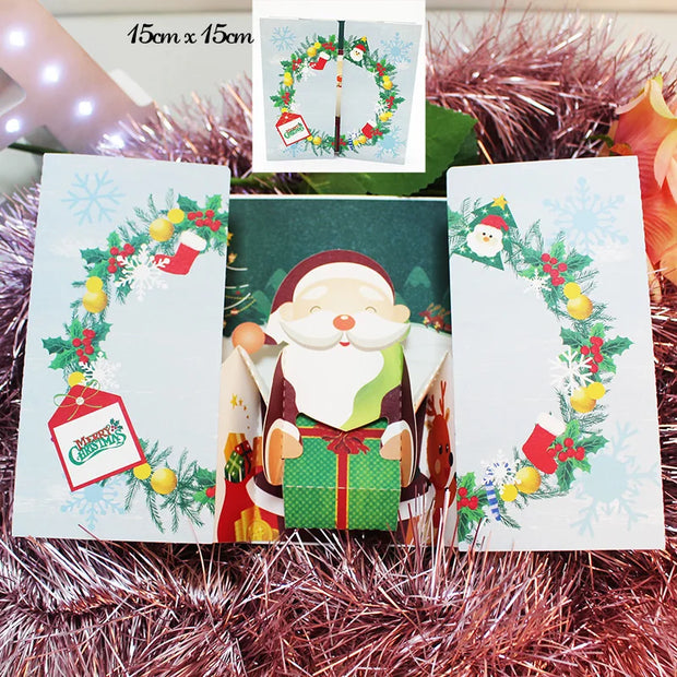 Top Quality New 3D Christmas Greeting Card Creative Pop Up Hand-Made Cards Colorful Christmas Holiday Thanksgiving New Year Card