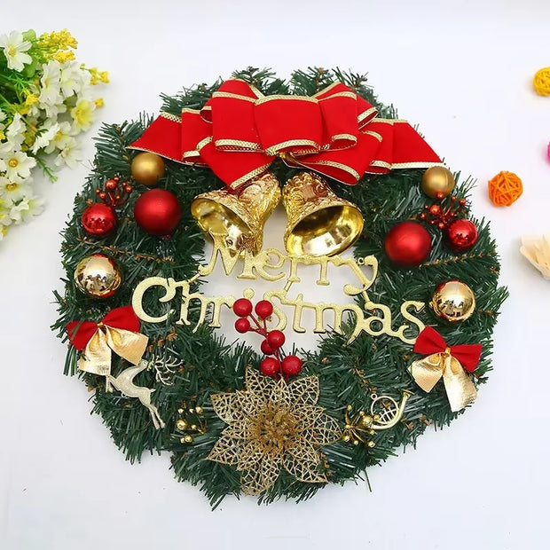 Farmhouse Christmas Wreath, Rustic Wood Front Door Decor for Indoor/Outdoor Holiday