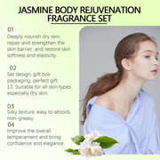 Eelhoe 1set Jasmine Scent Body Care Set Skin Clean Shower Gel Perfume Spray Moisturizer Body Lotion Smooth Skin Brightening Set
