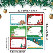 60 Pcs Merry Christmas Gift Tag Stickers – Self-Adhesive Writable Labels with Holiday Patterns for Gift Wrapping, Packaging.