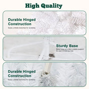 7FT White Christmas Tree with Metal Base – Pre-Lit Fluffy PVC 1000 Branches for Holiday /Xmas Decor, No Ornament