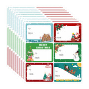 60 Pcs Merry Christmas Gift Tag Stickers – Self-Adhesive Writable Labels with Holiday Patterns for Gift Wrapping, Packaging.