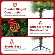 Classic Pine Tree 7FT/8FT Pre-Artificial Christmas Tree, with Metal Hinges 1000 PVC Branches Artificial Xmas Tree Home Decor