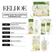 Eelhoe 1set Jasmine Scent Body Care Set Skin Clean Shower Gel Perfume Spray Moisturizer Body Lotion Smooth Skin Brightening Set