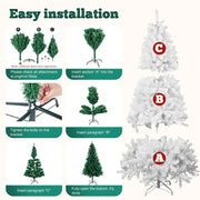 7FT White Christmas Tree with Metal Base – Pre-Lit Fluffy PVC 1000 Branches for Holiday /Xmas Decor, No Ornament