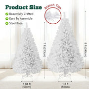 7FT White Christmas Tree with Metal Base – Pre-Lit Fluffy PVC 1000 Branches for Holiday /Xmas Decor, No Ornament
