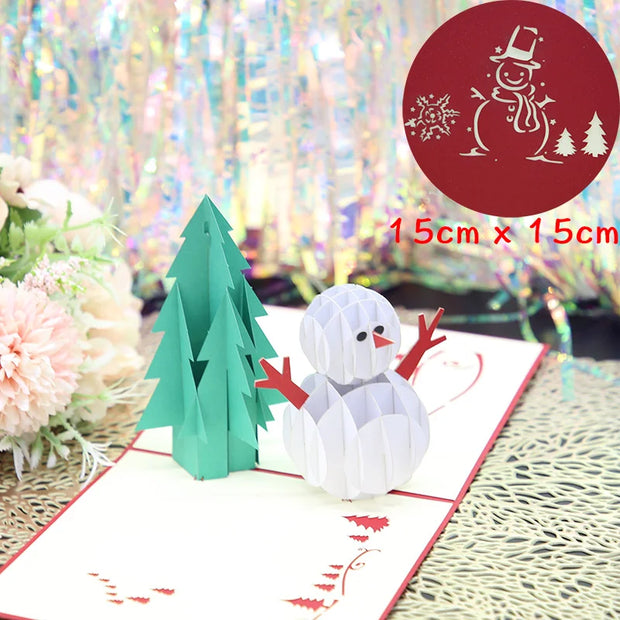 Top Quality New 3D Christmas Greeting Card Creative Pop Up Hand-Made Cards Colorful Christmas Holiday Thanksgiving New Year Card