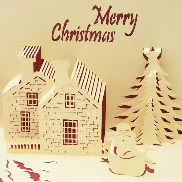 Top Quality New 3D Christmas Greeting Card Creative Pop Up Hand-Made Cards Colorful Christmas Holiday Thanksgiving New Year Card