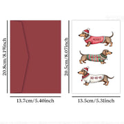 Christmas Dachshund Greeting Card,'MERRY CHRISTMAS HOHOHO' Dog Design Christmas Card with Envelope,Gift Cards for Friends Family