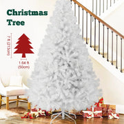 7FT White Christmas Tree with Metal Base – Pre-Lit Fluffy PVC 1000 Branches for Holiday /Xmas Decor, No Ornament