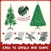 Classic Pine Tree 7FT/8FT Pre-Artificial Christmas Tree, with Metal Hinges 1000 PVC Branches Artificial Xmas Tree Home Decor
