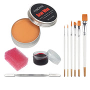 2/4/5PCS SFX Makeup Set Special Effect Halloween Party Wound Scar Wax Makeup with Spatula Sponge to Create a Blood Splash Shape