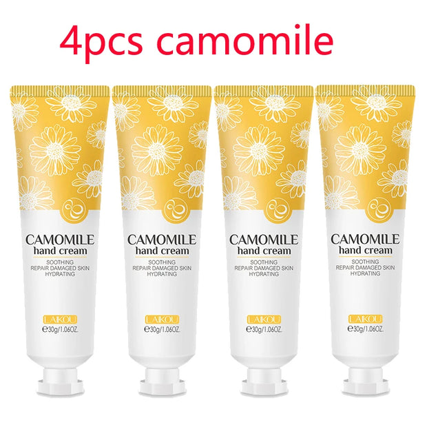 4pcs Deep Moisturizing Refreshing Hand Cream Sakura Matcha Shea Butter Chamomile Gentle Soften Keratin Improve Dry Body Lotion