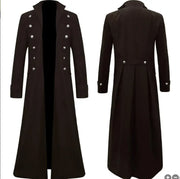 Steampunk Medieval Count Costumes Pirate Gothic Navy Long Jacket Coat Shirt Vampire Cosplay  Halloween Outfit Men's Trenchcoat