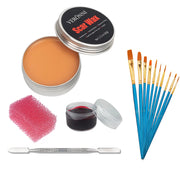 2/4/5PCS SFX Makeup Set Special Effect Halloween Party Wound Scar Wax Makeup with Spatula Sponge to Create a Blood Splash Shape