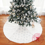 White Christmas Tree Skirt Plush Gold Silver Beaded Embroidered Trees Carpet Merry Christmas Decorations Ornament New Year Decor