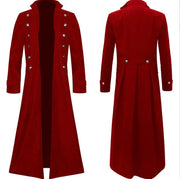Steampunk Medieval Count Costumes Pirate Gothic Navy Long Jacket Coat Shirt Vampire Cosplay  Halloween Outfit Men's Trenchcoat