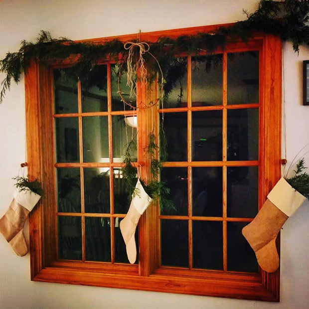 6pcs/set Large Burlap Christmas Stockings Jute Xmas Stocking Plain Fireplace Decor Decoration Sock Christmas Tree Ornaments