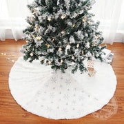 White Christmas Tree Skirt Plush Gold Beaded Embroidered Trees Carpet Merry Christmas Tree Decorations Ornament New Year Decor
