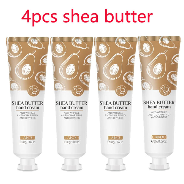 4pcs Deep Moisturizing Refreshing Hand Cream Sakura Matcha Shea Butter Chamomile Gentle Soften Keratin Improve Dry Body Lotion