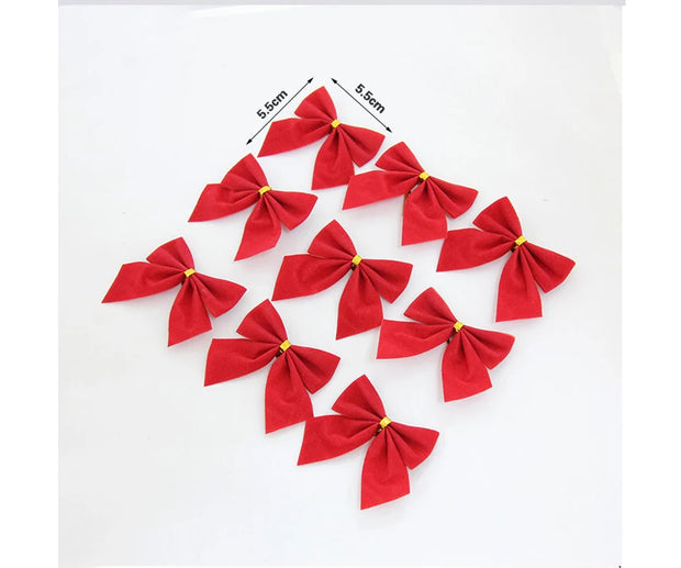 Christmas Tree Bow-knot Decorations for home Baubles Merry XMAS Party Garden Bows Ornament 12PCS Xmas-0006-RD