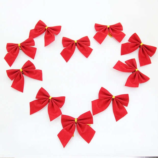 Christmas Tree Bow-knot Decorations for home Baubles Merry XMAS Party Garden Bows Ornament 12PCS Xmas-0006-RD