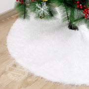 White Christmas Tree Skirt Plush Gold Beaded Embroidered Trees Carpet Merry Christmas Tree Decorations Ornament New Year Decor
