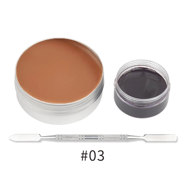 2/4/5PCS SFX Makeup Set Special Effect Halloween Party Wound Scar Wax Makeup with Spatula Sponge to Create a Blood Splash Shape