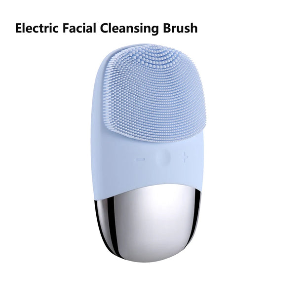 Electric Facial Cleansing Brush Silicone Sonic Face Cleaner Motor Ultrasonic Cleaning Intelligent Facial Cleansing Massage Tool