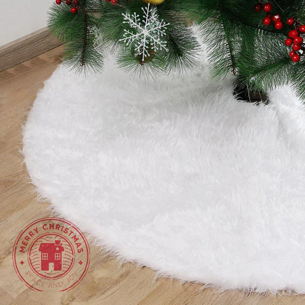 White Christmas Tree Skirt Plush Gold Silver Beaded Embroidered Trees Carpet Merry Christmas Decorations Ornament New Year Decor
