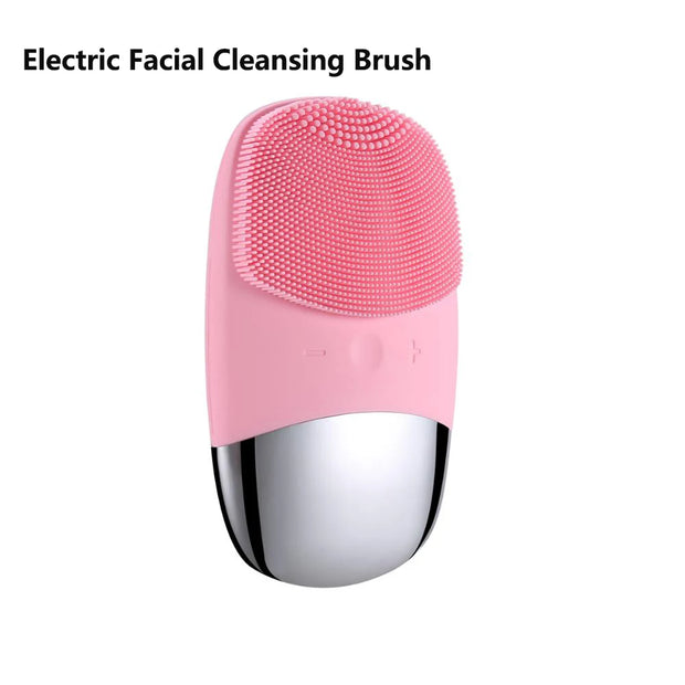 Electric Facial Cleansing Brush Silicone Sonic Face Cleaner Motor Ultrasonic Cleaning Intelligent Facial Cleansing Massage Tool