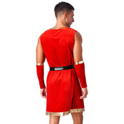 Mens Roman Spartan Gladiator Warrior Costume Ancient Greek Mythology God Toga Fancy Dress Up Halloween Cosplay Costumes