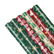 6 Pcs 50x70cm Red Green Per Roll Xmas Wrapping Paper Sheet Package for Merry Christmas Holiday Gift Wrap Craft Paper Decor Gifts