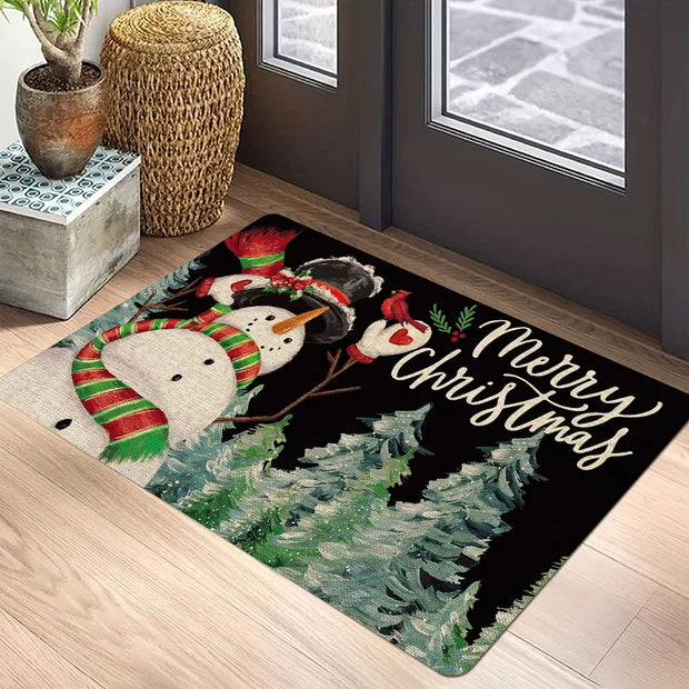 Christmas Santa Claus Welcome Mat Non Slip Floor Rug Washable Bedroom Kitchen Entrance Doormat Polyester Home Decor Carpet