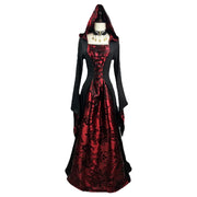 Halloween Party dress Vampire Costume Women Plus Size Gothic Witch Cosplay outfit with Cloak Dark Nun Role Play Skeleton Uniform