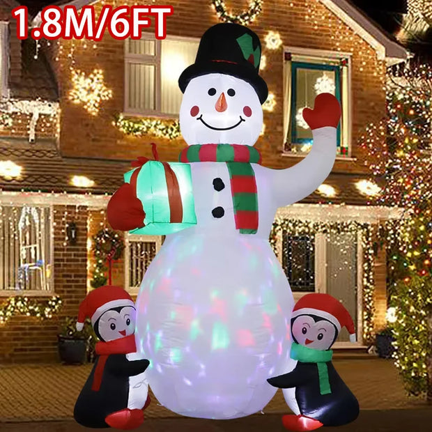 Christmas Decor Inflatable Model Santa Snowman Built-in LED Lights Xmas Party Indoor Outdoor Party & Holiday DIY Decorations