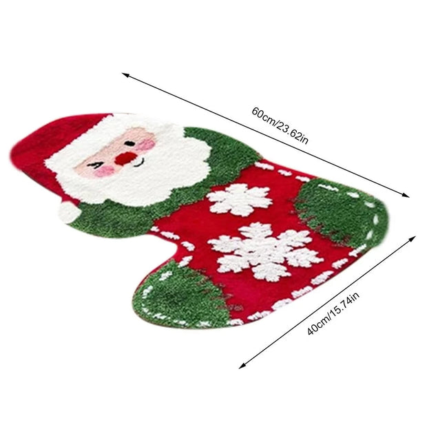 VIKAMA Christmas Gingerbread House Floor Mat Entrance Non Slip Water Absorbent Easy To Clean Festive Atmosphere Decorat Carpet