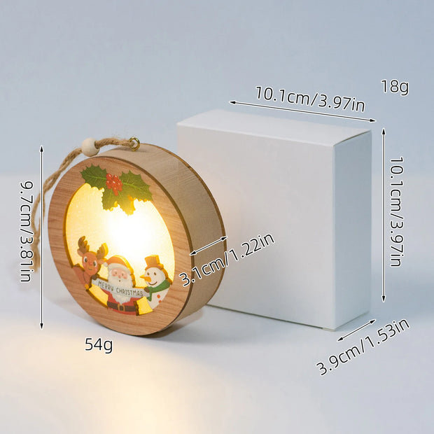 Christmas Wood Luminous Light Pendant Tabletop Decoration Christmas Ornament Holiday Home Wooden Christmas Tree Decoration