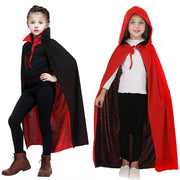 Unisex Child Adult Halloween Black Red Reversible Hooded Cloak Vampire Capes Party Costumes