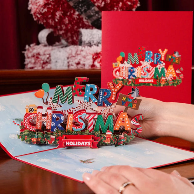 Pop Up Christmas Card, 3D Holidays Greeting Cards, New Year Card
