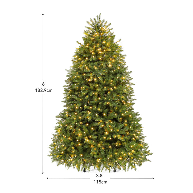 TAUS 6ft 7.5ft Prelit Artificial Christmas Tree w/ 2 Light Color & 8 to 11 Modes