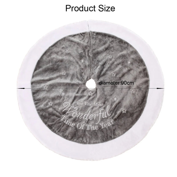 Christmas Tree Skirt, 1pcs 90cm Christmas Tree Mat Plush Faux Fur Xmas Tree Skirt Base Cover Home Christmas New Year Party Decor