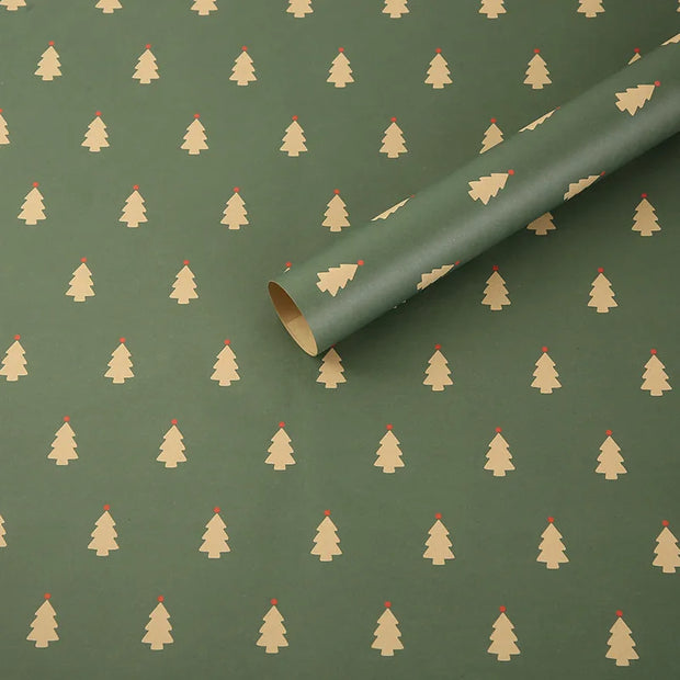 1/6pcs Christmas Wrapping Paper Vintage Kraft Paper Christmas Tree Snowflake Pattern Gift Wrapping Paper Bouquet Wrapping Paper
