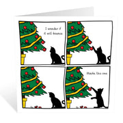 1PC Funny Cat Christmas Card for Cat Lover,Humorous Christmas Greeting Card for Friends Husband Wife,Naughty Cat Christmas Gifts