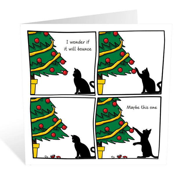 1PC Funny Cat Christmas Card for Cat Lover,Humorous Christmas Greeting Card for Friends Husband Wife,Naughty Cat Christmas Gifts