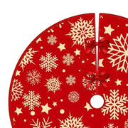 35.4inch Xmas Tree Skirt Snowflake Pattern Red Xmas Tree Mat Printed Christmas Tree Decoration Merry Christmas Decoaration