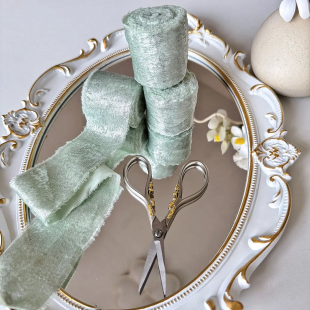 Wired Iridescent Craft Ribbon Lace Chiffon Silk 리본 Wedding Christmas Decoration Hand Torn Raw Edge Bouquet Bridal Gift Packaging