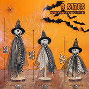 3pcs Halloween Ghost Decor  Halloween Ghost Figurine Wooden Rustic Sculpture 2025 Home Tabletop Party Supplies