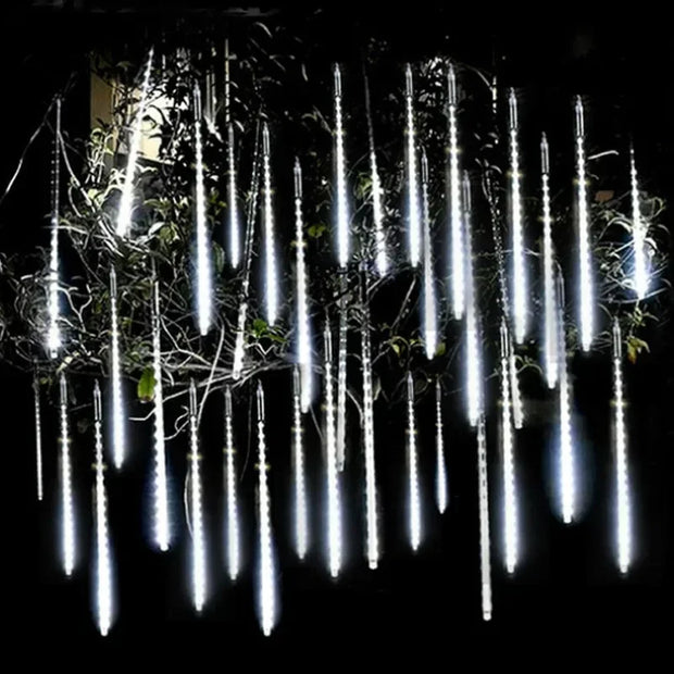 8 Tubes Christmas String Light Outdoor Tree Snowfall LED Dripping Icicle Shooting Star Light Meteor Shower Cascading Lights 2024